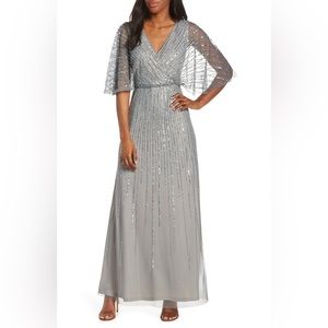 Adrianna Papell Formal Gown Style AP1E205631 in Pewter Silver 4P